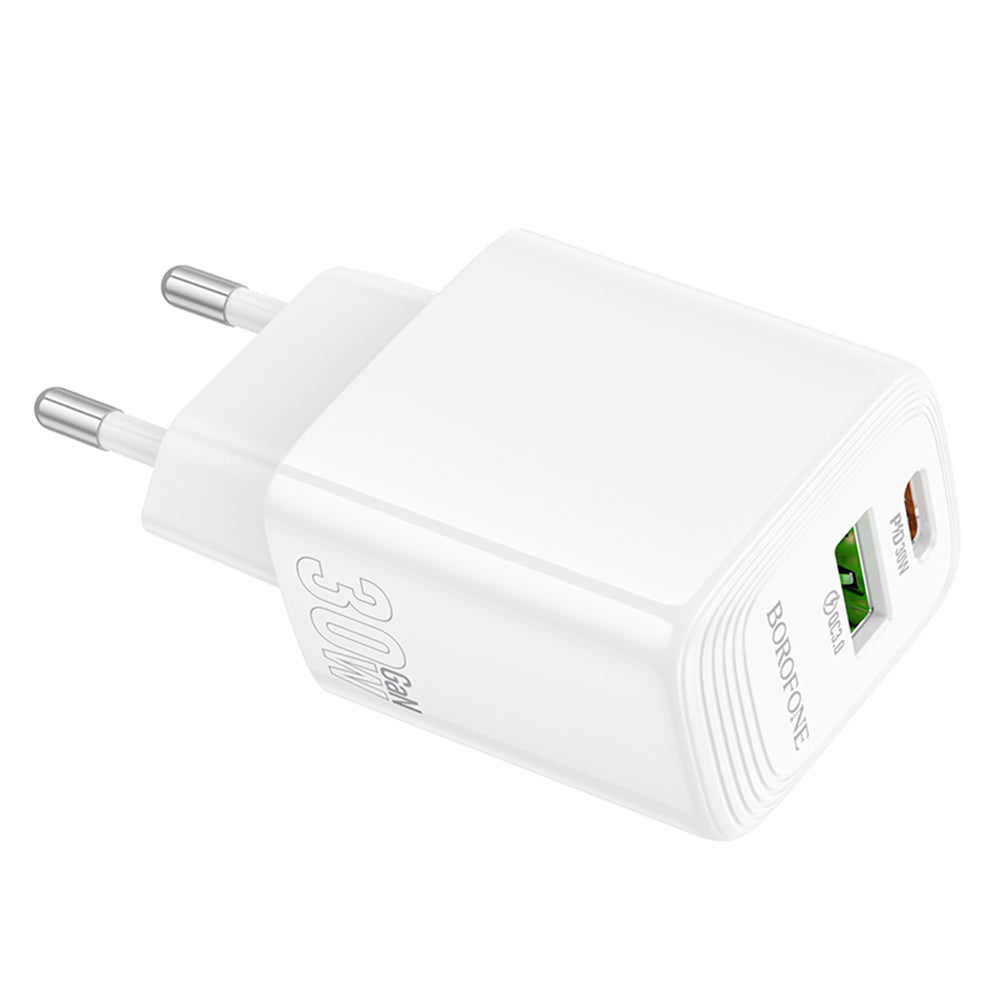 Φορτιστής Δικτύου Borofone BN29 Fuente, 30W, 3A, 1 x USB-A - 1 x USB-C, Λευκό