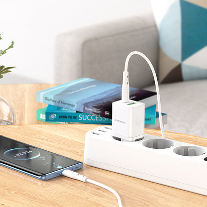 Φορτιστής δικτύου Borofone BN7, 20W, 3A, 1 x USB-A - 1 x USB-C, Λευκό 