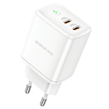 Φορτιστής δικτύου Borofone BN9, 35W, 3A, 2 x USB-C, Λευκό 