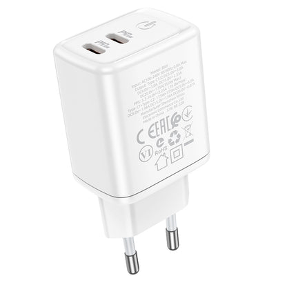 Φορτιστής δικτύου Borofone BN9, 35W, 3A, 2 x USB-C, Λευκό 