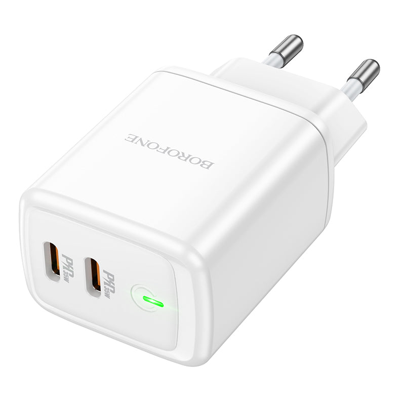 Φορτιστής δικτύου Borofone BN9, 35W, 3A, 2 x USB-C, Λευκό 