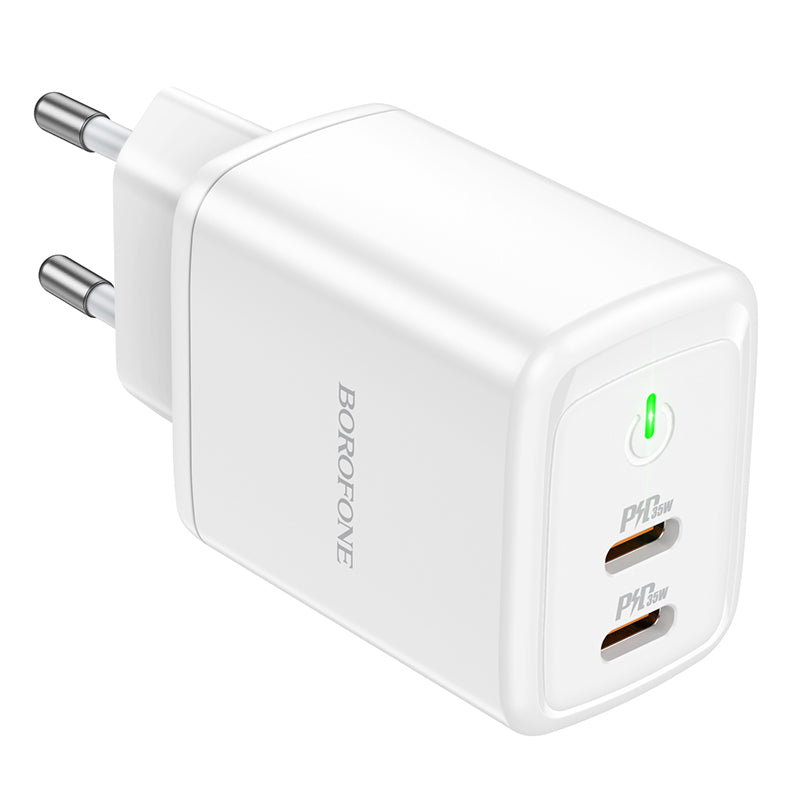 Φορτιστής δικτύου Borofone BN9, 35W, 3A, 2 x USB-C, Λευκό 