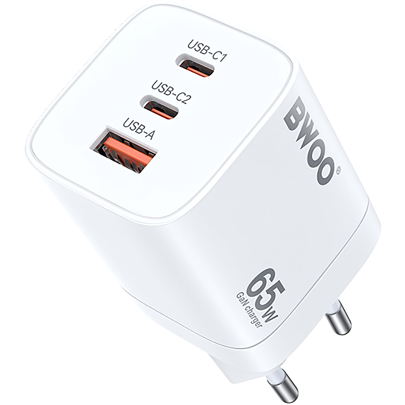 Φορτιστής δικτύου BWOO CDA147, 65W, 4.5A, 1 x USB-A - 2 x USB-C, Λευκό 