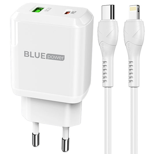 BLUE Power BLN5, 20W, 3A, 1 x USB-A - 1 x USB-C, Λευκό