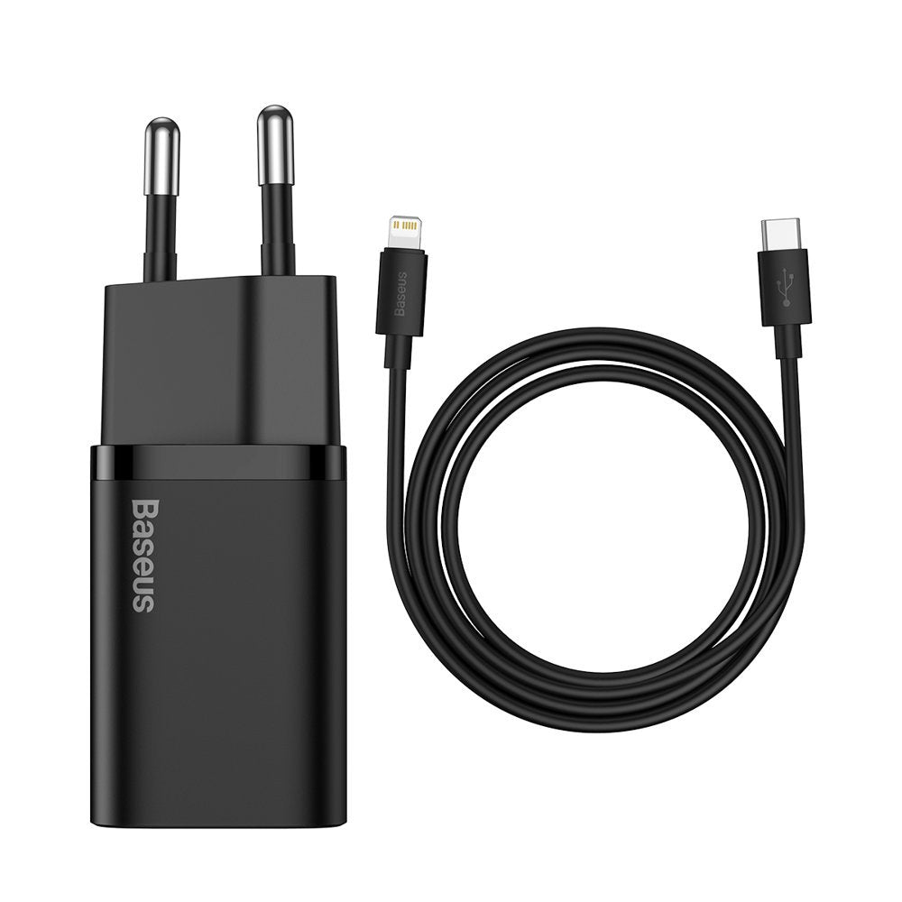 Φορτιστής δικτύου Baseus Super Si με καλώδιο Lightning, 20W, 3A, 1 x USB-C, μαύρο TZCCCSUP-B01