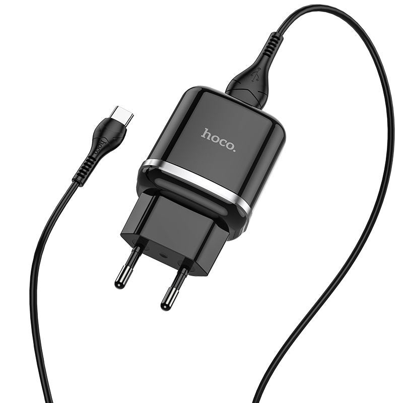 Φορτιστής δικτύου με καλώδιο USB-C HOCO N3, 18W, 3A, 1 x USB-A, Μαύρο