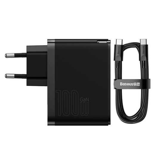 Φορτιστής Δικτύου με Καλώδιο USB-C Baseus GaN5 Pro, 100W, 3A, 1 x USB-A - 1 x USB-C, Μαύρο CCGP090201