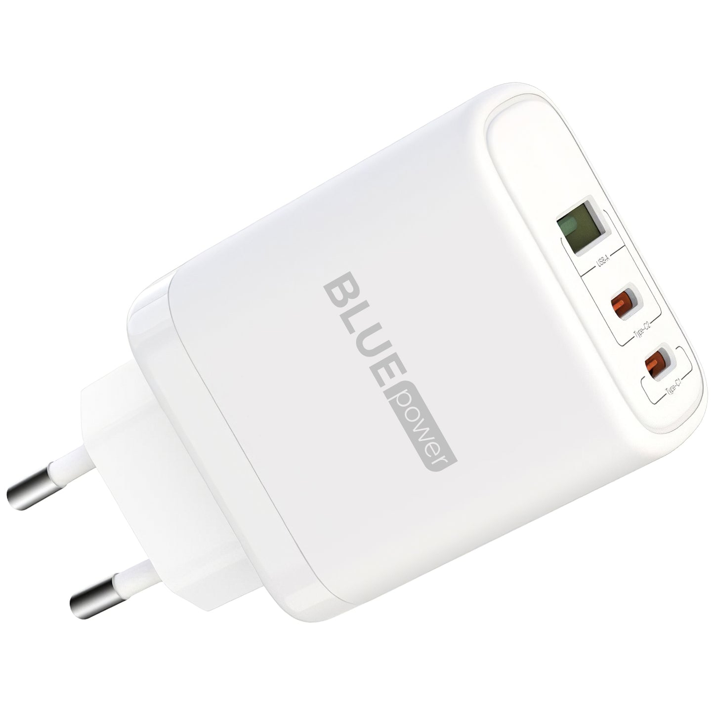 Φορτιστής δικτύου με καλώδιο USB-C BLUE Power BPCE04, 65W, 3.25A, 1 x USB-A - 2 x USB-C, Λευκό