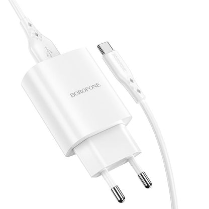 Φορτιστής δικτύου με καλώδιο USB-C Borofone BN1, 10W, 2.1A, 1 x USB-A, Λευκό