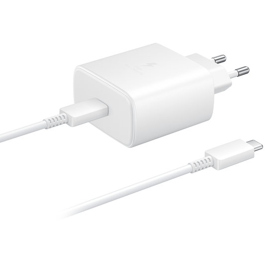Φορτιστής Δικτύου με Καλώδιο USB-C Samsung EP-TA845 + EP-DA705BWE, 45W, 4.05A, 1 x USB-C, Λευκό GP-TOU021RFBWW