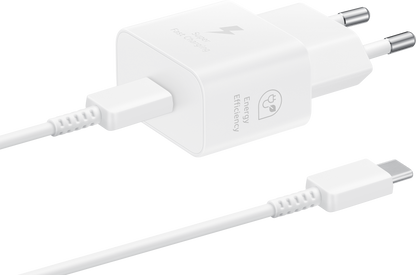 Samsung Καλώδιο USB-C Φορτιστής δικτύου Samsung, 25W, 3A, 1 x USB-C, Λευκό EP-T2510XWEGEU 