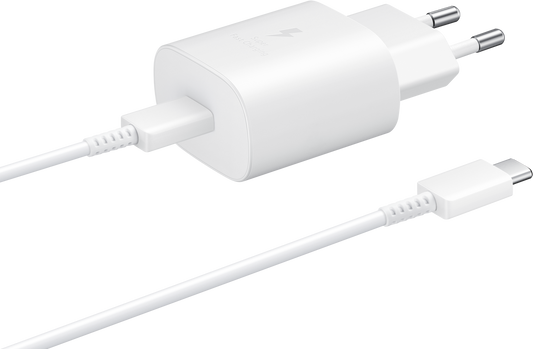 Φορτιστής δικτύου Samsung USB-C με καλώδιο USB-C, 25W, 3A, 1 x USB-C, λευκό EP-TA800XWEGWWWW