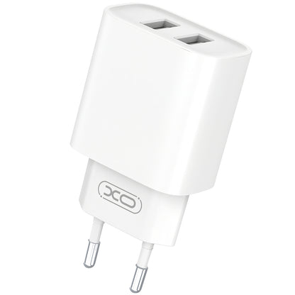 Φορτιστής δικτύου με καλώδιο microUSB XO Design CE02C, 10.5W, 2.1A, 2 x USB-A, Λευκό 