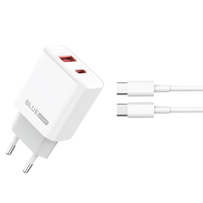 Blue Power BPCE12C Φορτιστής δικτύου με καλώδιο USB-C BPCE12C, 20W, 3A, 1 x USB-A - 1 x USB-C, Λευκό 