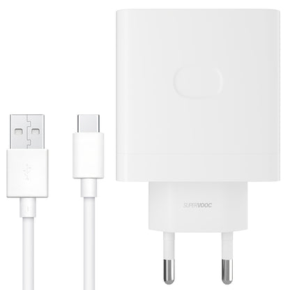 Φορτιστής δικτύου Oppo με καλώδιο USB-C Oppo, 67W, 6.1A, 1 x USB-A, λευκό VCB7CAEH