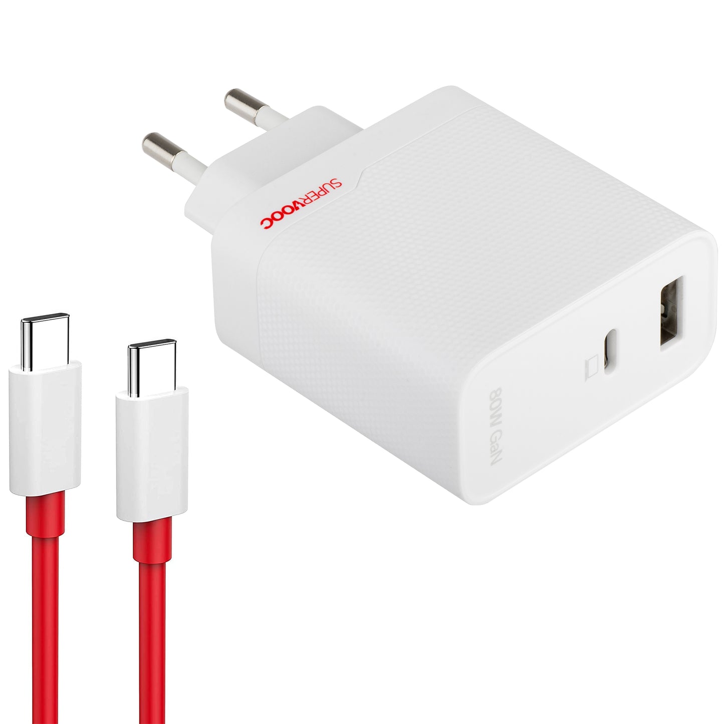 Φορτιστής δικτύου OnePlus με καλώδιο USB-C OnePlus, 80W, 7,3A, 1 x USB-A - 1 x USB-C, λευκό 5461100597