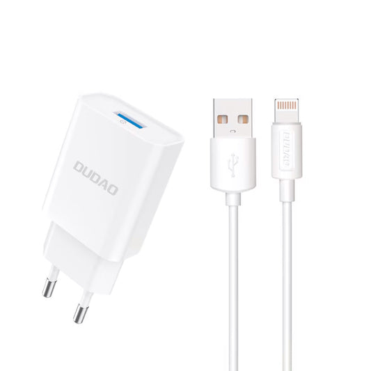 Φορτιστής Δικτύου με Καλώδιο Lightning Dudao A4EU, 10W, 2.1A, 1 x USB-A, Λευκό