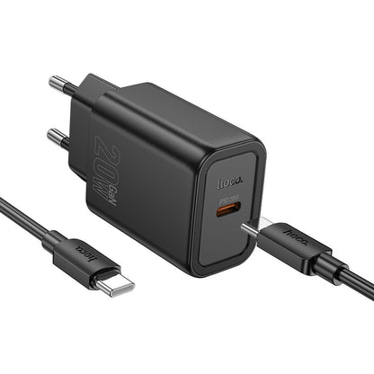 Φορτιστής Δικτύου με Καλώδιο USB-C HOCO N60, 20W, 3A, 1 x USB-C, Μαύρο