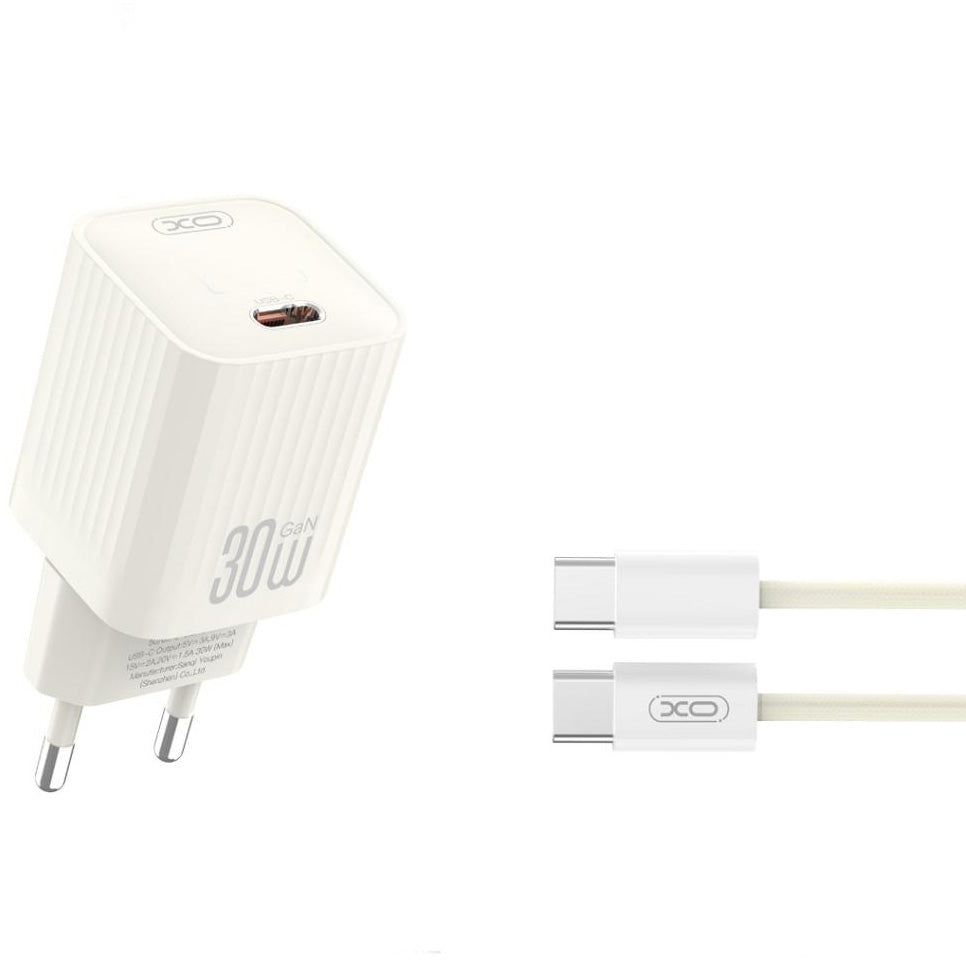 Φορτιστής Δικτύου με Καλώδιο USB-C XO Design L148, 30W, 3A, 1 x USB-C, Μπεζ
