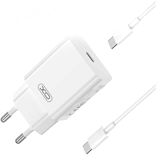 Φορτιστής Δικτύου με Καλώδιο USB-C XO Design L126, 20W, 3A, 1 x USB-C, Λευκό