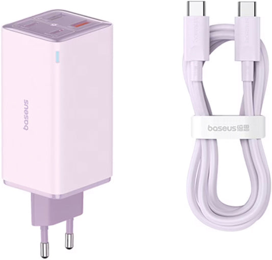 Φορτιστής Δικτύου με Καλώδιο USB-C Baseus GaN6 Pro, 100W, 3.25A, 2 x USB-A - 2 x USB-C, Μωβ P10162705532-00