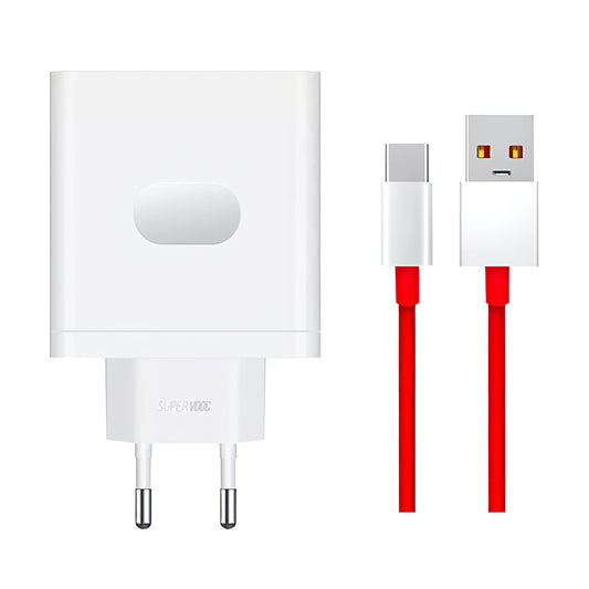 Φορτιστής Δικτύου με Καλώδιο USB-C OnePlus VCBA0BEH, 100W, 9.1A, 1 x USB-A, Λευκό 5461100521
