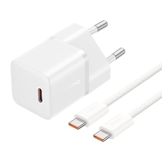 Φορτιστής Δικτύου με Καλώδιο USB-C Baseus GaN5, 20W, 3A, 1 x USB-C, Λευκό P10110900213-01
