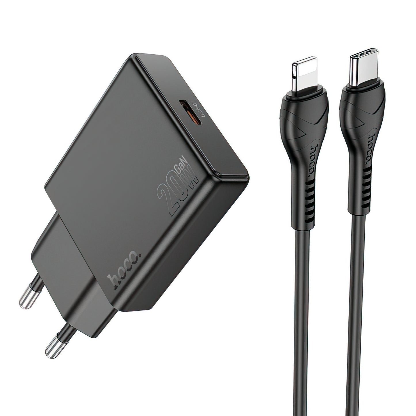 Φορτιστής Δικτύου με Καλώδιο Lightning HOCO N37, 30W, 3A, 1 x USB-C, Μαύρο