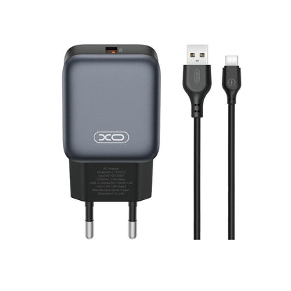 Φορτιστής Δικτύου με Καλώδιο USB-C XO Design L152, 18W, 3A, 1 x USB-A, Μαύρο