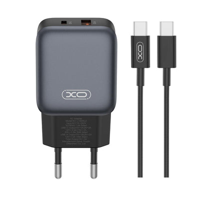 Φορτιστής Δικτύου με Καλώδιο USB-C XO Design L156, 30W, 3A, 1 x USB-A - 1 x USB-C, Μαύρο