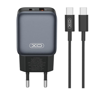 Φορτιστής Δικτύου με Καλώδιο USB-C XO Design L154, 20W, 3A, 1 x USB-A - 1 x USB-C, Μαύρο