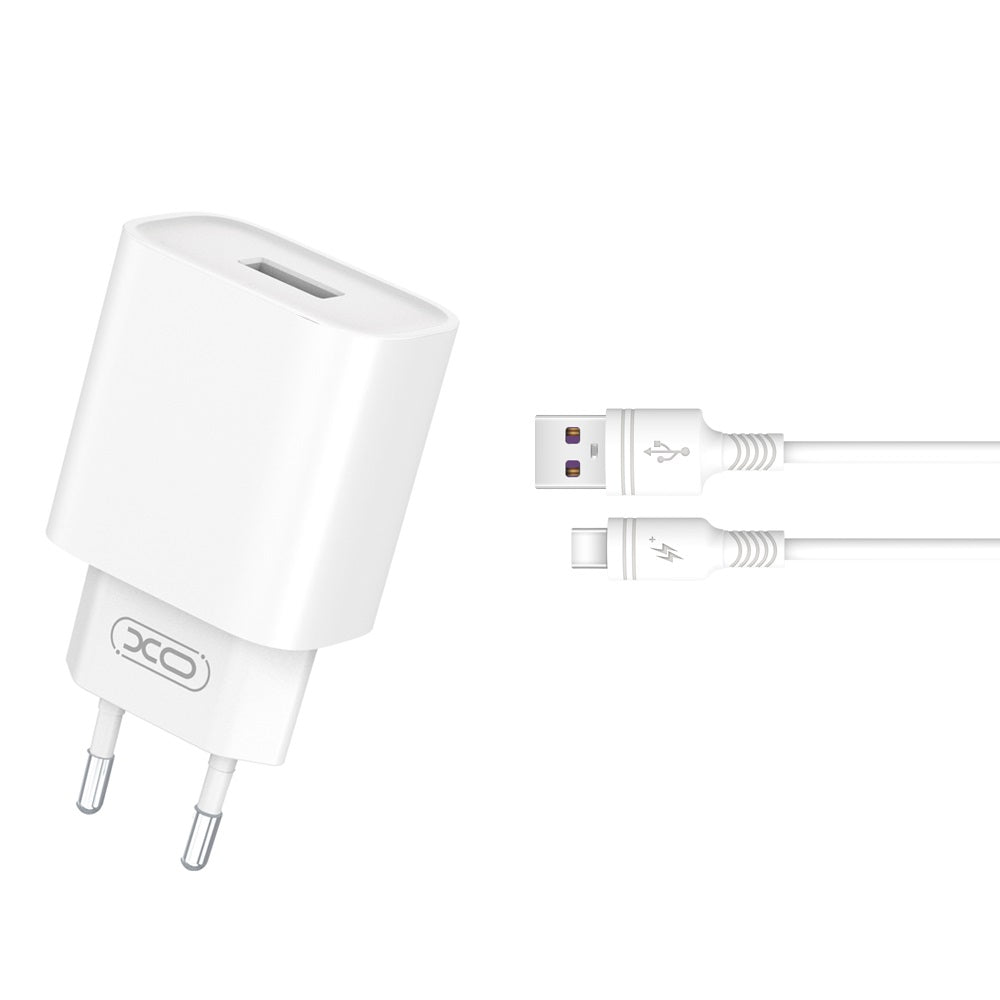 Φορτιστής Δικτύου με Καλώδιο USB-C XO Design CE02D, 18W, 3A, 1 x USB-A, Λευκό