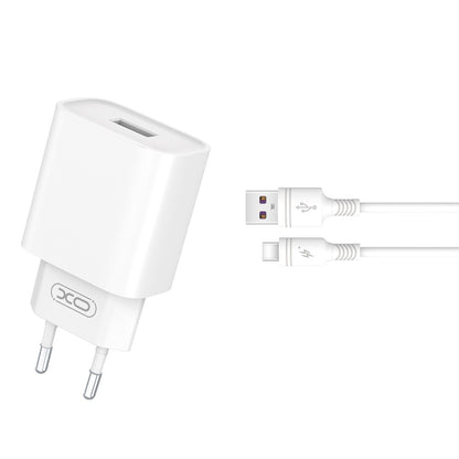 Φορτιστής Δικτύου με Καλώδιο USB-C XO Design CE02D, 18W, 3A, 1 x USB-A, Λευκό