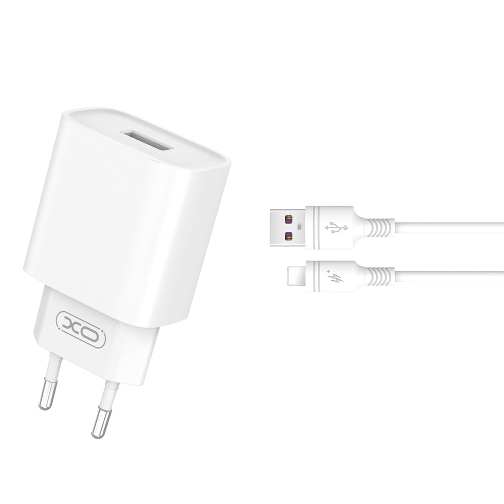 Φορτιστής Δικτύου με Καλώδιο Lightning XO Design CE02D, 18W, 3A, 1 x USB-A, Λευκό