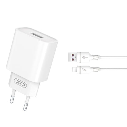 Φορτιστής Δικτύου με Καλώδιο Lightning XO Design CE02D, 18W, 3A, 1 x USB-A, Λευκό