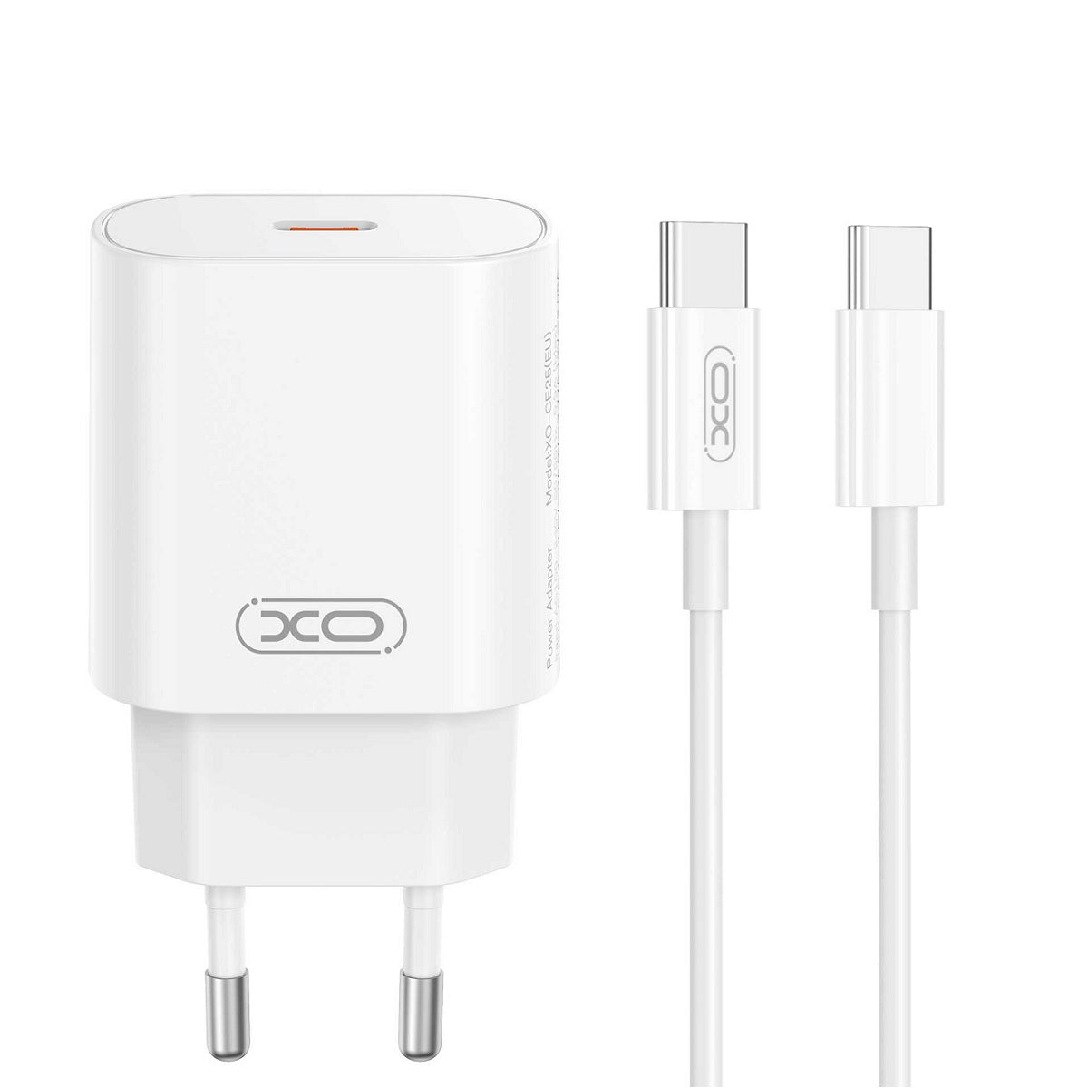 Φορτιστής Δικτύου με Καλώδιο USB-C XO Design CE25, 25W, 3A, 1 x USB-C, Λευκό