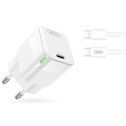 Φορτιστής Δικτύου με Καλώδιο USB-C XO Design CE06, 30W, 3A, 1 x USB-C, Λευκό