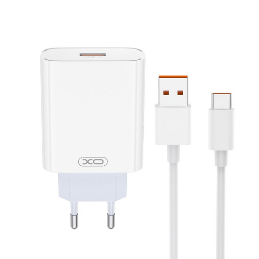 Φορτιστής Δικτύου με Καλώδιο USB-C XO Design L164, 30W, 1 x USB-A, Λευκό