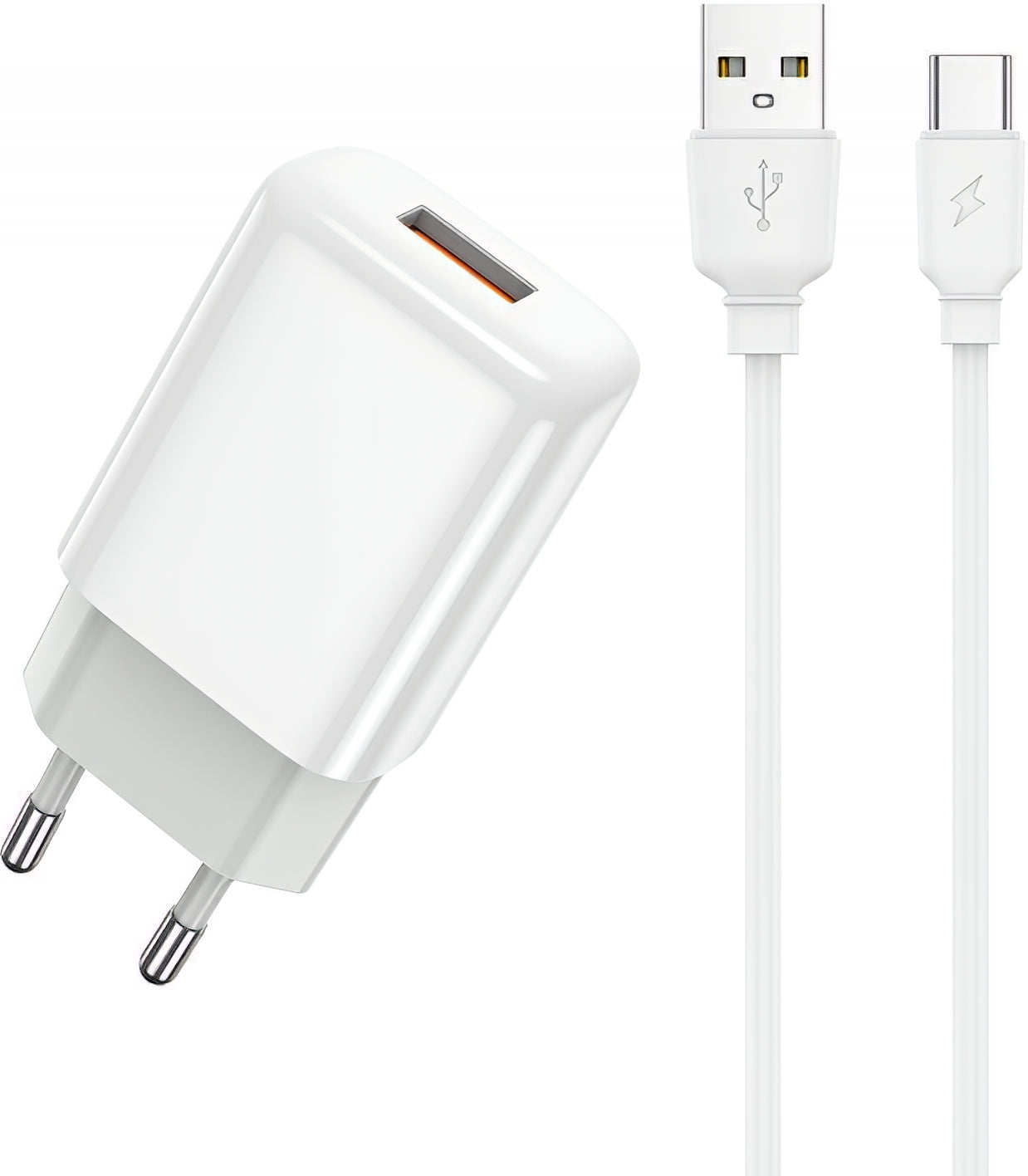 Φορτιστής Δικτύου με Καλώδιο USB-C Prestico F9S, 12W, 2.4A, 1 x USB-A, Λευκό
