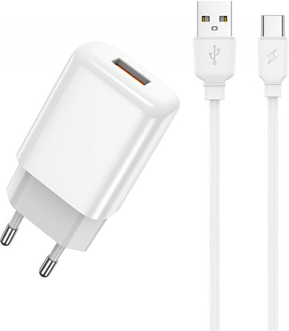 Φορτιστής Δικτύου με Καλώδιο USB-C Prestico F9S, 12W, 2.4A, 1 x USB-A, Λευκό