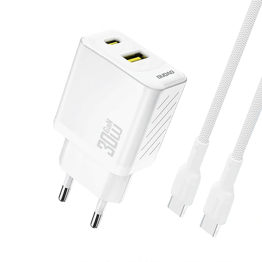 Φορτιστής Δικτύου με Καλώδιο USB-C Dudao A27TCEU, 30W, 1 x USB-A - 1 x USB-C, Λευκό