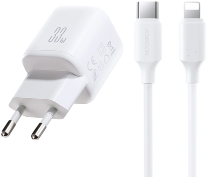 Φορτιστής Δικτύου με Καλώδιο Lightning Joyroom JR-TG7, 33W, 3A, 1 x USB-A - 1 x USB-C, Λευκό