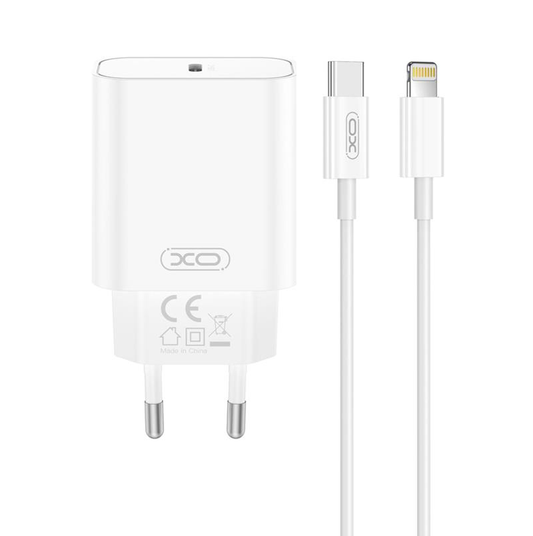 Φορτιστής Δικτύου με Καλώδιο Lightning XO Design CE32, 20W, 3A, 1 x USB-C, Λευκό