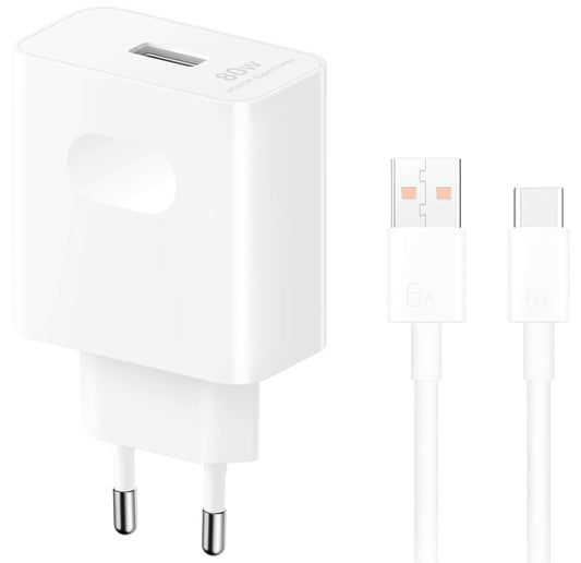 Φορτιστής Δικτύου με Καλώδιο USB-C Honor, 80W, 1 x USB-A, Λευκό