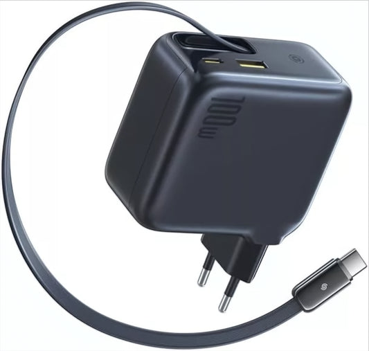 Φορτιστής Δικτύου με Καλώδιο USB-C Baseus EnerCore CJ11, 100W, 1 x USB-A - 2 x USB-C, Μαύρο E0120M00