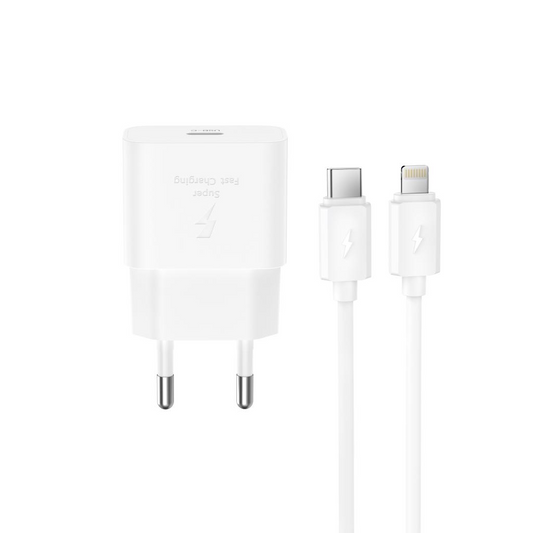 Φορτιστής Δικτύου με Καλώδιο Lightning XO Design L167, 25W, 3A, 1 x USB-C, Λευκό