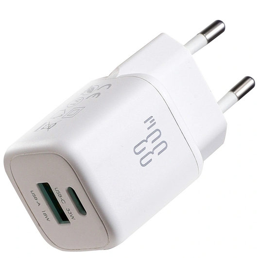 Φορτιστής Δικτύου με Καλώδιο USB-C Joyroom JR-TG7, 33W, 3A, 1 x USB-A - 1 x USB-C, Λευκό