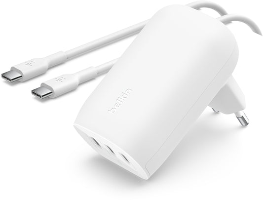Φορτιστής Δικτύου με Καλώδιο USB-C Belkin BoostCharge, 67W, 3A, 3 x USB-C, Λευκό WCC002vf2MWH-B6
