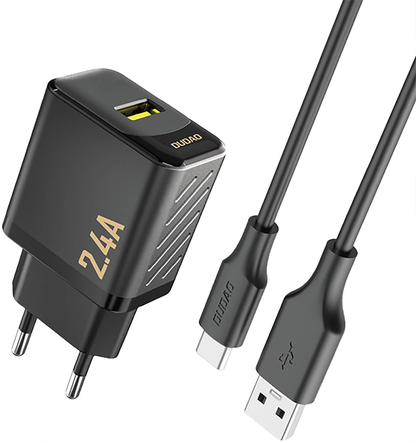 Φορτιστής Δικτύου με Καλώδιο USB-C Dudao A23TEU, 12W, 2.4A, 1 x USB-A, Μαύρο