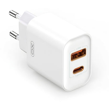 Φορτιστής δικτύου με καλώδιο Lightning XO Design CE12, 20W, 3A, 1 x USB-A - 1 x USB-C, Λευκό 